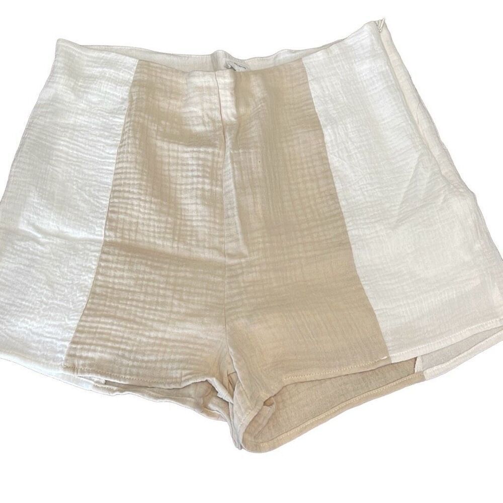 Lelis Textured Side Zip 100% Cotton Casual Shorts‎ White Size Large